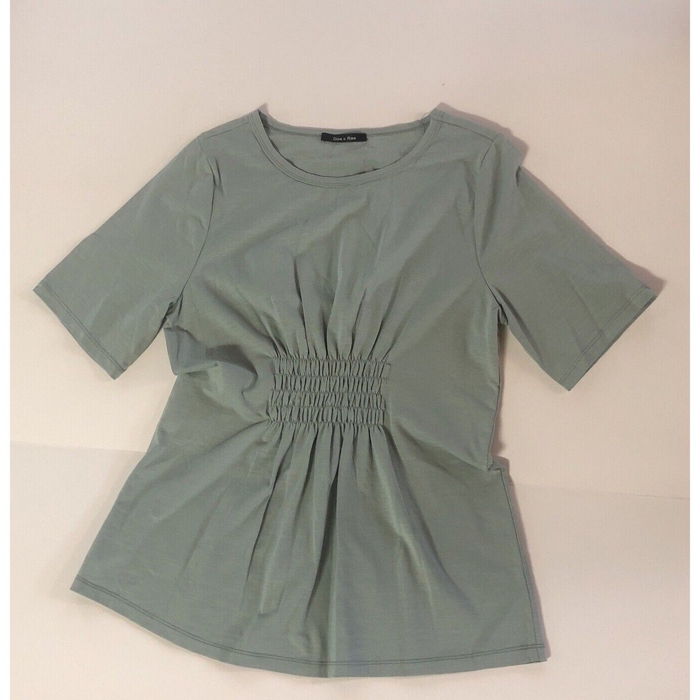 Doe & Rae Heather Light Green Ruched Waist Top Size Small